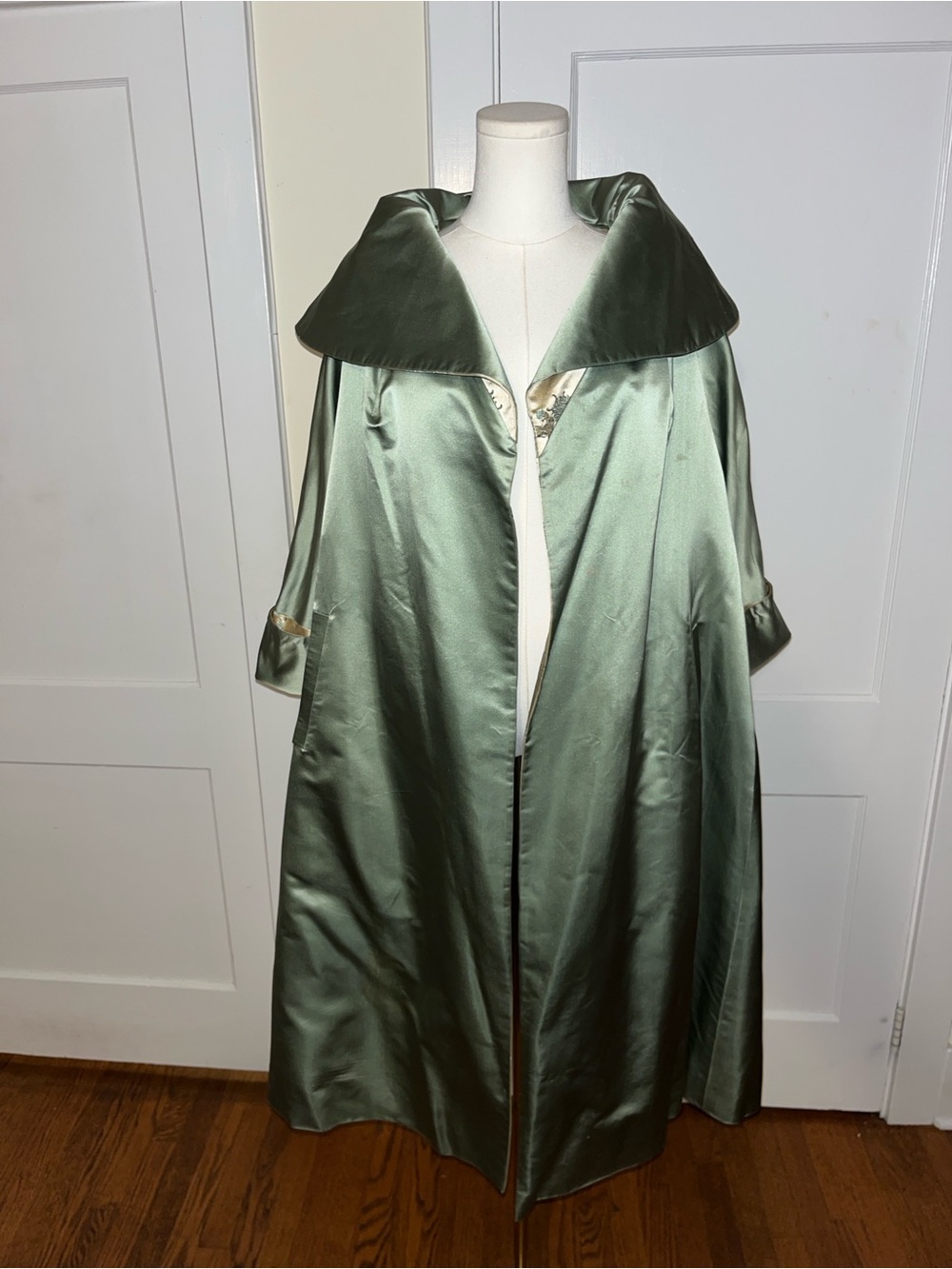 Elegant Satin Green Opera Coat